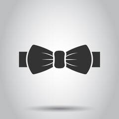 Tie bow icon in flat style. Bowtie vector illustration on white isolated background. Butterfly business concept.