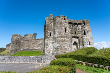 Fototapeta na wymiar Kidwelly Castle fortress Carmarthenshire South Wales UK a 13th century Norman medieval fort a popular travel destination landmark stock photo image