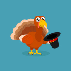 Turkey Thanksgiving mascot design illustration