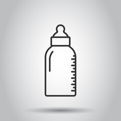 Baby bottle icon in flat style. Milk container vector illustration on white isolated background. Drink glass business concept.