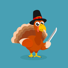 Turkey Thanksgiving mascot design illustration
