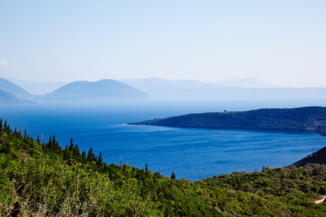 Panoramic view of beautiful Lefkada island. Greece