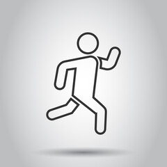 Run people icon in flat style. Jump vector illustration on white isolated background. Fitness business concept.
