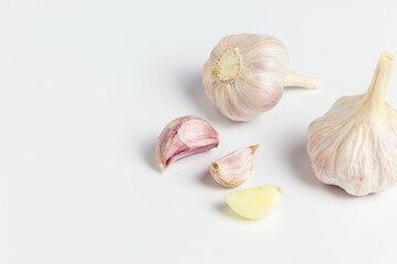 Fresh garlic, isolated on white background.