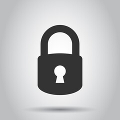 Padlock icon in flat style. Lock vector illustration on white isolated background. Private business concept.