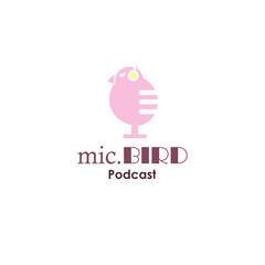 bird mascot on podcast logo design concept collection
