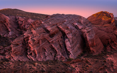 Rock formations in the Nevada desert at Valley of Fire State Park, USA