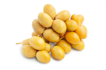 Bunch of Fresh Dates Fruit isolated on white background, clipping path included.
