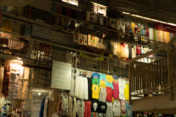 Naklejka premium towels, t-shirsts for sale in a market in Brazil