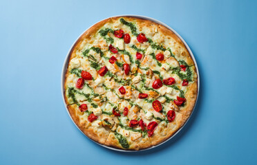 Closeup of freshly baked pizza in restaurant.