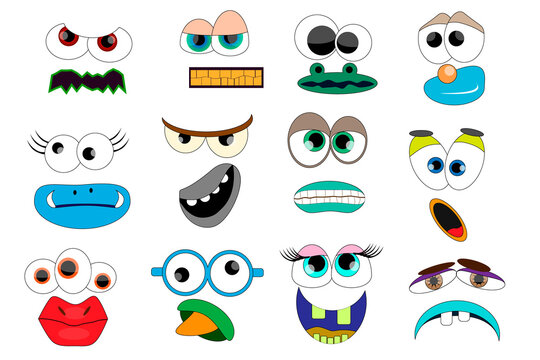 Funny Monsters. Mask, Photobooth Props. Monster Mouths and Eyes Set.