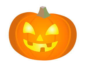 Pumpkin for Halloween - a full-color stock illustration on the theme of Halloween. Jack's Lantern is a bright orange pumpkin with a carved face - Halloween illustration. Pumpkin with a candle inside.