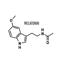 Melatonin structural chemical formula on white background