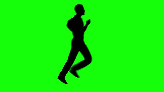 Animation of man silhouette running on green screen