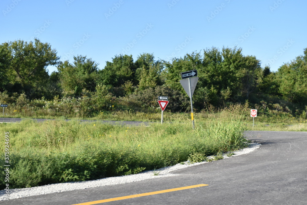 Poster road signs on a highway