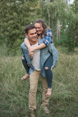 young couple walking in the park