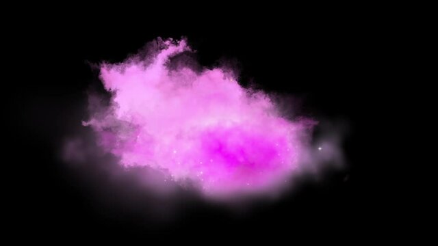 Pink Cloud with sparkles animation  with alpha matte