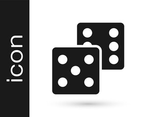 Black Game dice icon isolated on white background. Casino gambling. Vector.