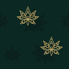 Gorgeous cannabis pattern on a green background. Luxury vector graphics.