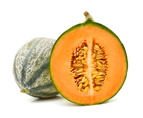 cantaloupe melon on white background