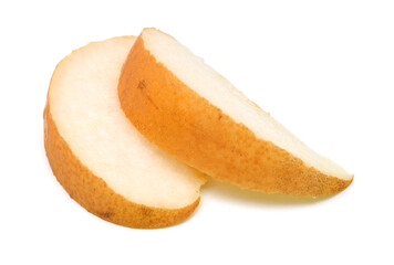 Yellow pears over white background