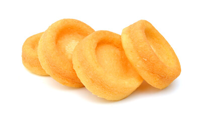 Piece of cheese cake on a white background