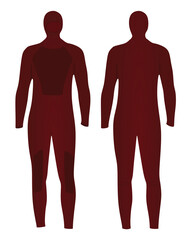 Red diving wetsuit. vector illustration