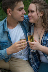 young couple drinking wine