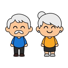 grand parents vector illustration. older person couple illustration.