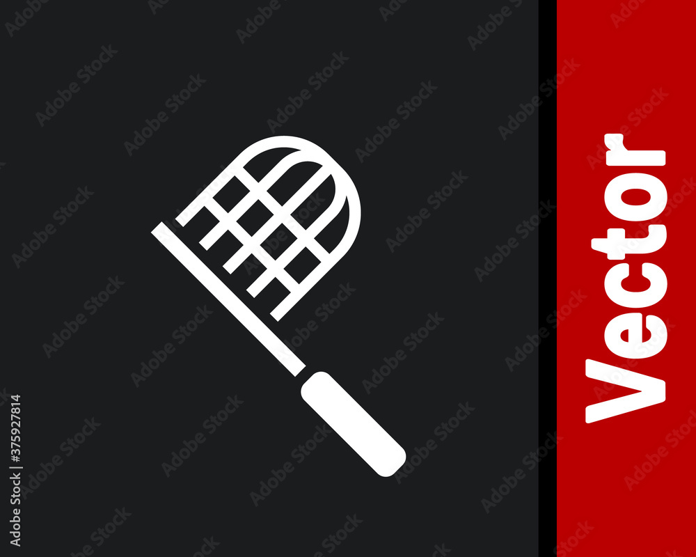 Poster white butterfly net icon isolated on black background. vector.