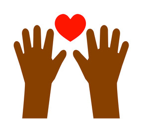 Obraz premium Child's hands and heart on the background. Symbol. Vector illustration.