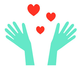 Medical gloves and heart on a white background. Symbol.Vector illustration. 