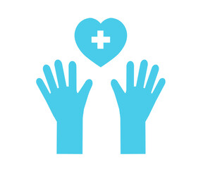 Obraz premium Hands and heart on a white background. Medicine. Vector illustration.