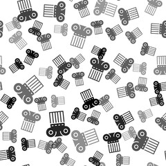 Black Ancient column icon isolated seamless pattern on white background. Vector.