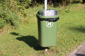 City dog waste bin in the Park