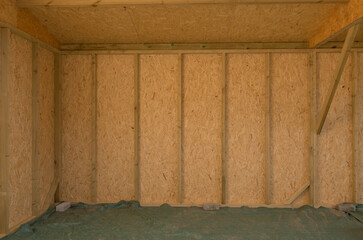 Interior of a Partially Constructed Wooden Garden Shed