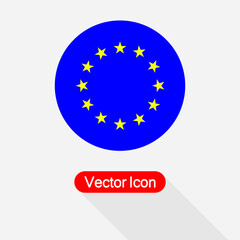 EU Flag Icon, Round Star Icon Vector Illustration Eps10