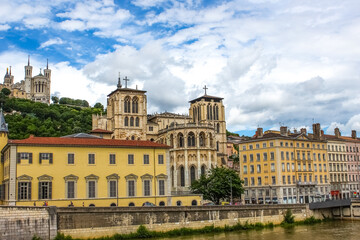 Fototapeta na wymiar Lyon, France August 3, 2019: Saint Jean Cathedral in Lyon, France