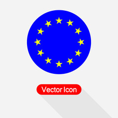 EU Flag Icon, Round Star Icon Vector Illustration Eps10