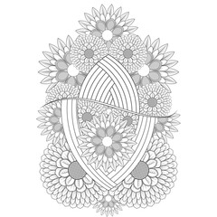 Decorative Doodle flowers in black and white for coloring book, cover or background. Hand drawn sketch for adult anti stress coloring page.-vector