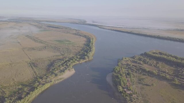 Aerial view of Buzan river in Russia