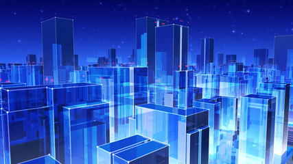 City night Building Simple Modern Skyscraper business 3D illustration background.