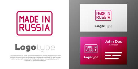 Logotype line Made in Russia icon isolated on white background. Logo design template element. Vector.
