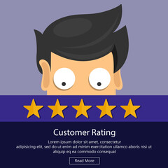 Rating on customer service illustration. Website rating feedback and review concept. Flat vector illustration
