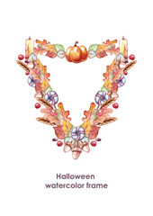 Halloween watercolor frame for decoration