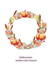 Halloween watercolor frame for decoration