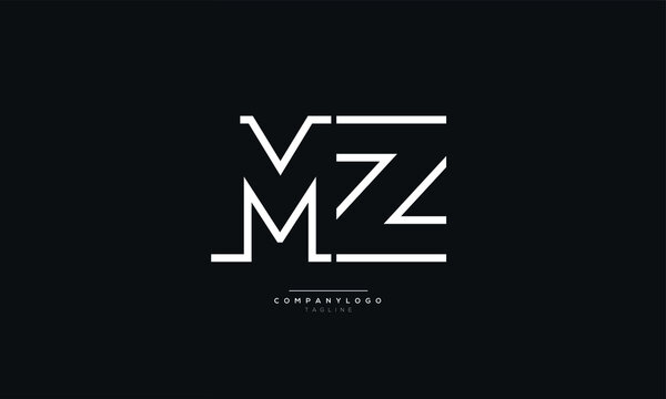 MZ Letter Business Logo Design Alphabet Icon Vector Monogram 