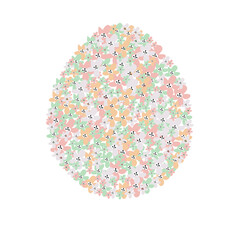 Easter egg card  with flowers, floral illustration, festive spring poster, vector
