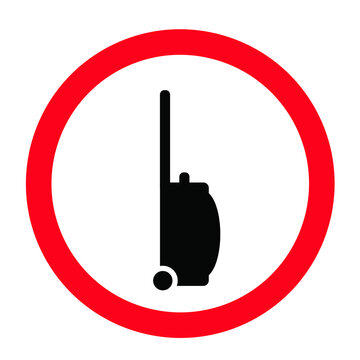 recommend clip art: No trolley case, baggage, bags, bigshopper, rolling case sign. Travel suitcase icons. Passenger pulling bag symbols. Stop halt allowed. Do not handbag, trolleys, bigshopper or luggage. Do not enter.