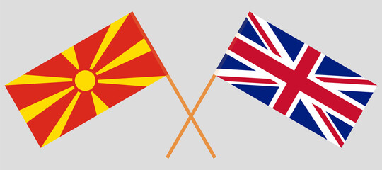 Crossed flags of North Macedonia and the UK